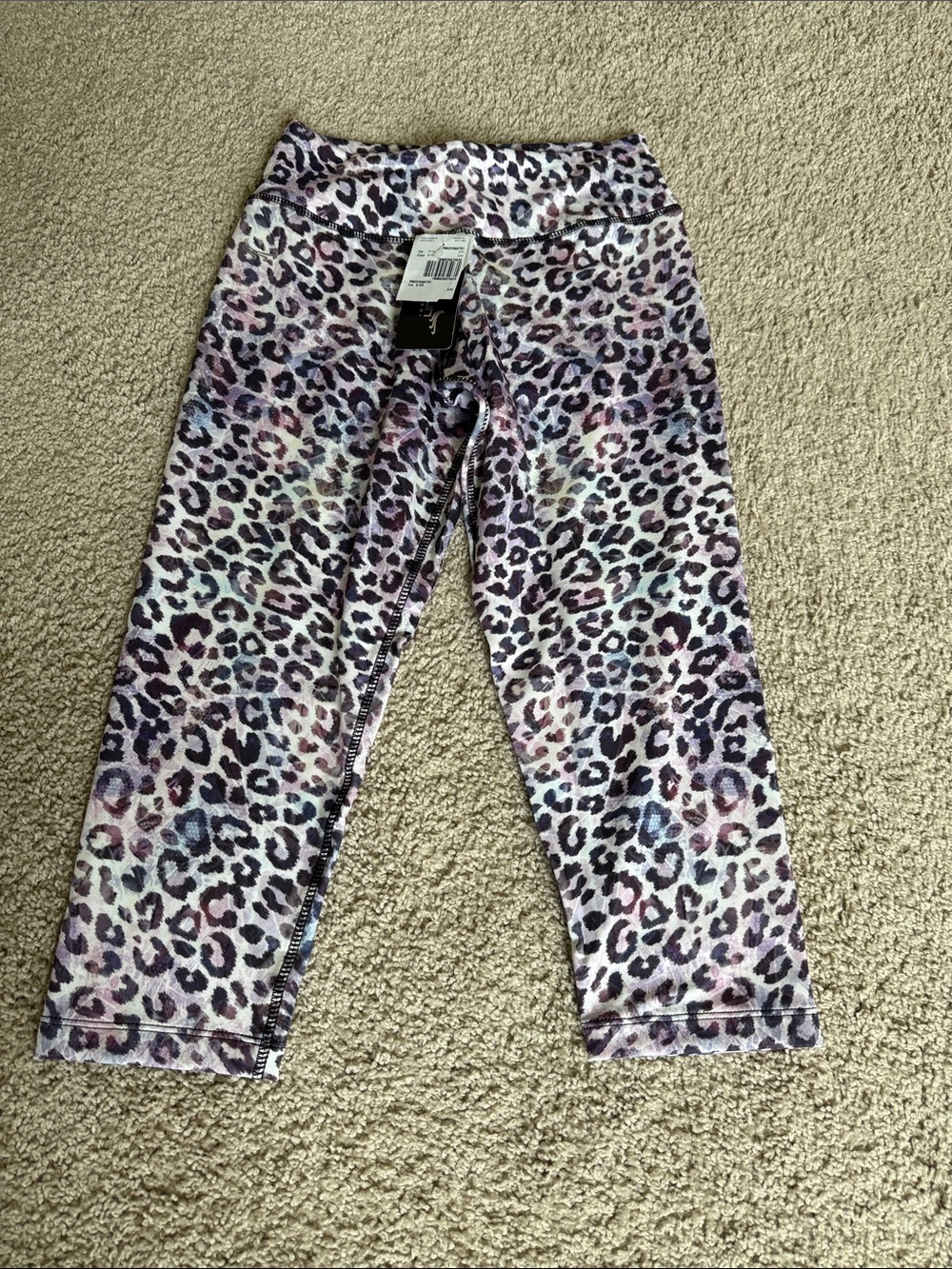 Leopard Print Capri Leggings in Lavender and Pink